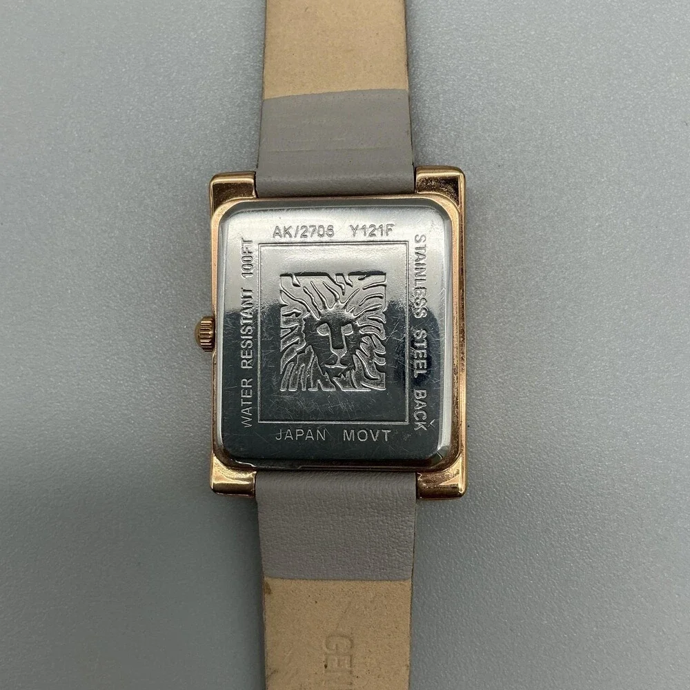 Anne Klein AK/2708 Womens Watch 28mm Gray Dial Gold Tone Leather New Battery